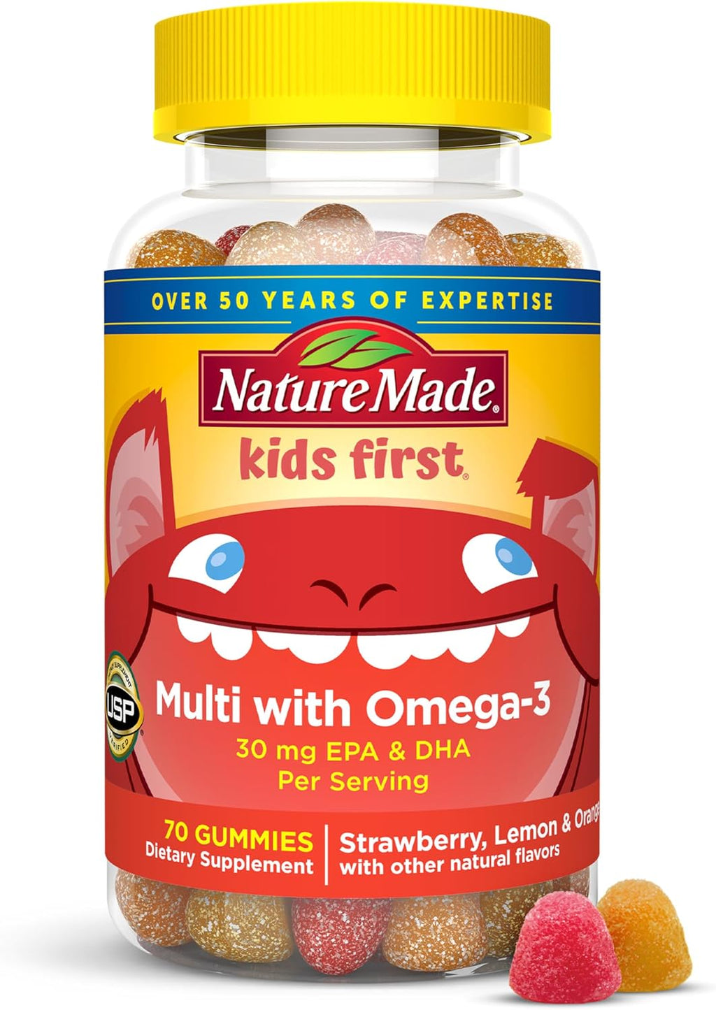 Nature Made Kids First Multivitamin con Omega-3, Gomitas Multivitamínicas para Niños, 70 Gomitas