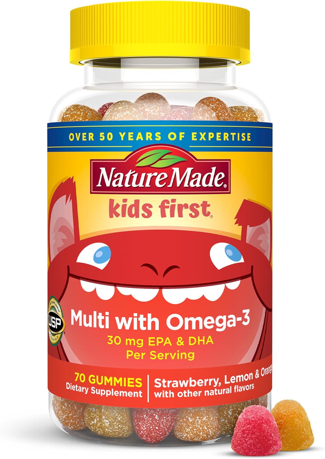 Nature Made Kids First Multivitamin con Omega-3, Gomitas Multivitamínicas para Niños, 70 Gomitas