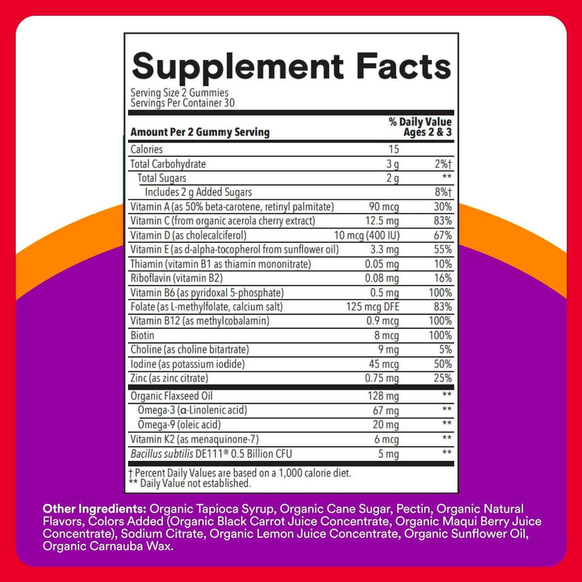 SmartyPants Organic Toddler Multivitamin – Vitamina D3 : contribuye a la absorción y utilización normal del calcio – Image 8