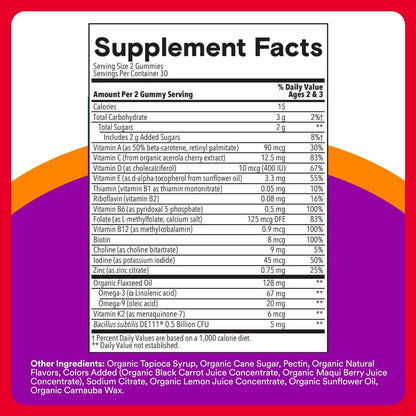SmartyPants Organic Toddler Multivitamin – Vitamina D3 : contribuye a la absorción y utilización normal del calcio – Image 8