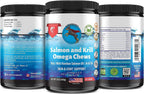 WIZARDPET Masticables Blandos de Aceite de Salmón y Krill para Perros - 120 Unidades - Suplemento de Omega 3, 6 y 9 con EPA y DHA