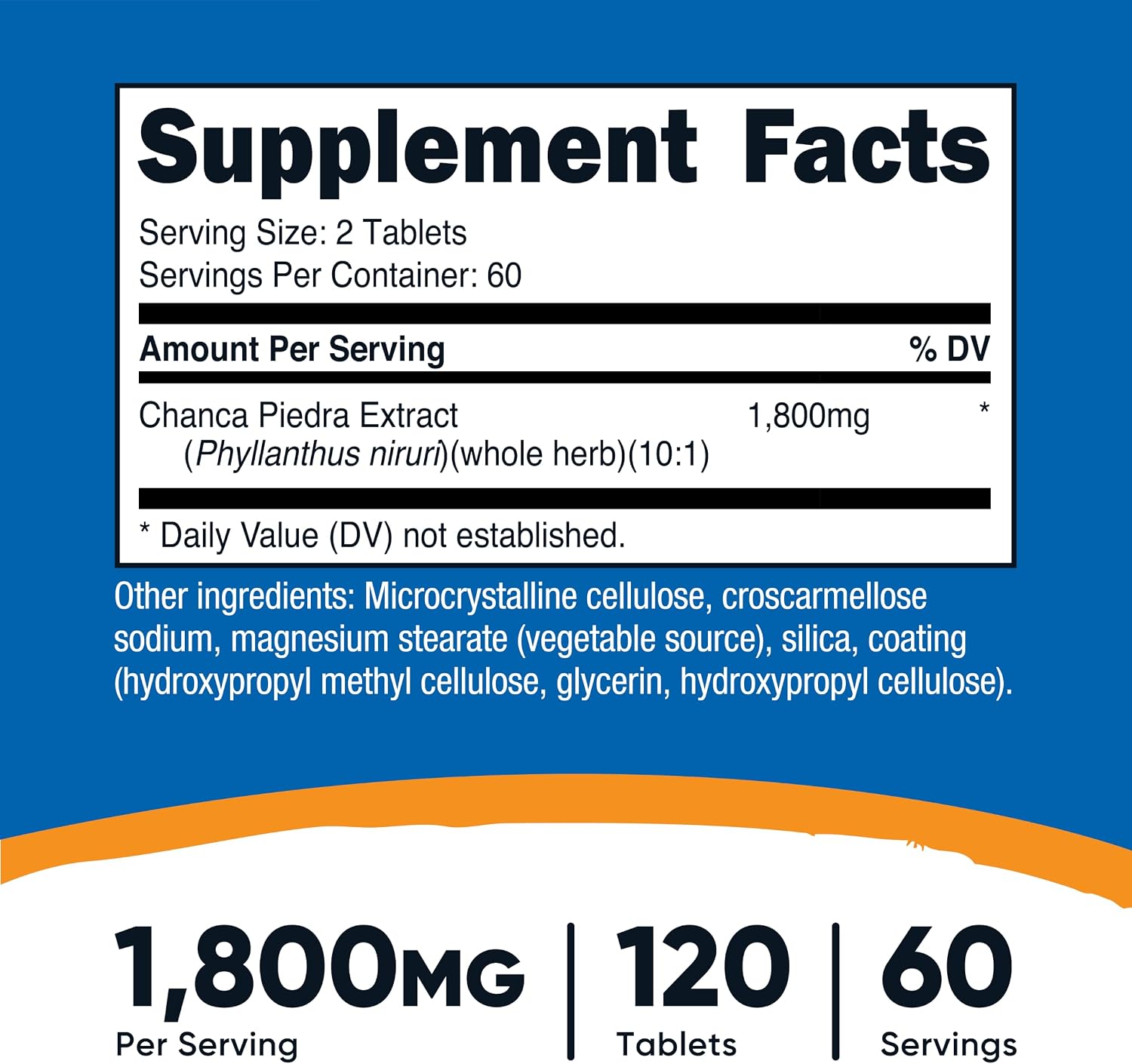 Extracto de Chanca Piedra Nutricost - Rompepiedras - 120 Comprimidos, 1800mg por Dosis