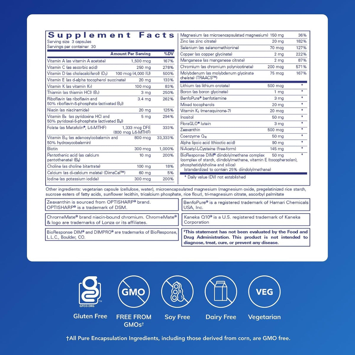 Pure Encapsulations PureGenomics UltraMultivitamin | 90 Cápsulas – Image 2