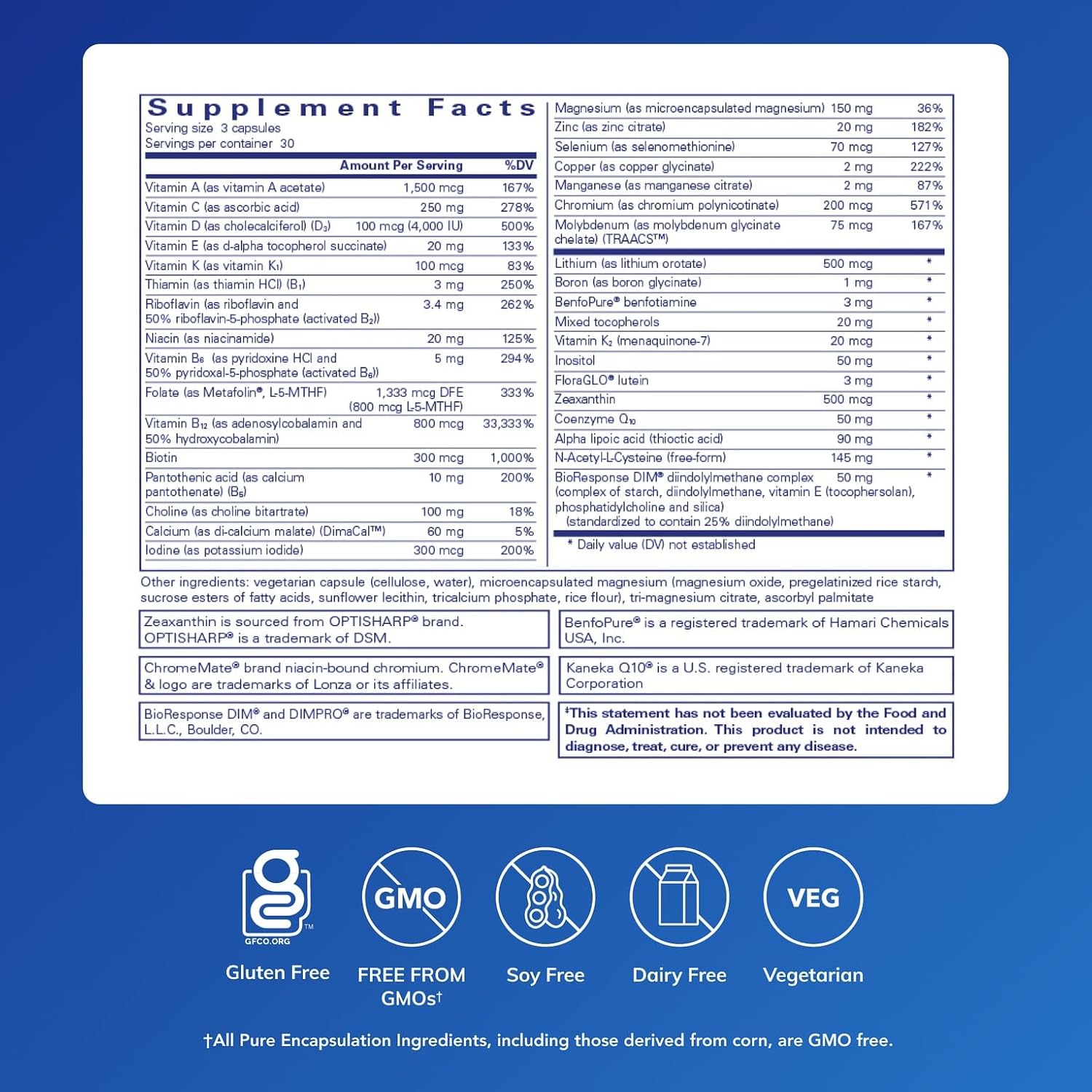 Pure Encapsulations PureGenomics UltraMultivitamin | 90 Cápsulas
