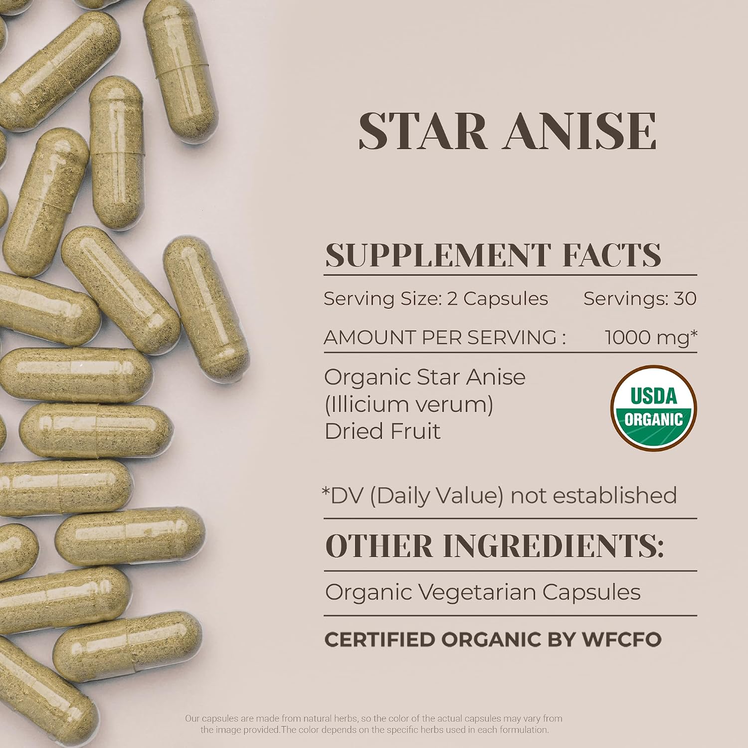Star Anise USDA Organic 60 Cápsulas - Garden Organics