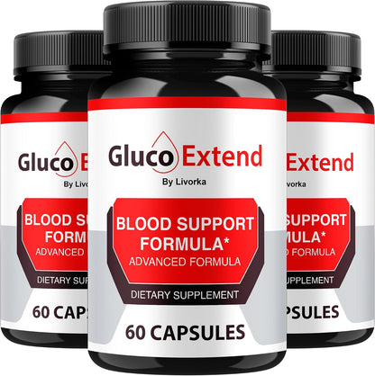 (3 Pack) Gluco Extend - Cápsulas para Apoyar Niveles Saludables, Ingredientes Naturales, Fórmula Avanzada, 180 Cápsulas para 3 Meses