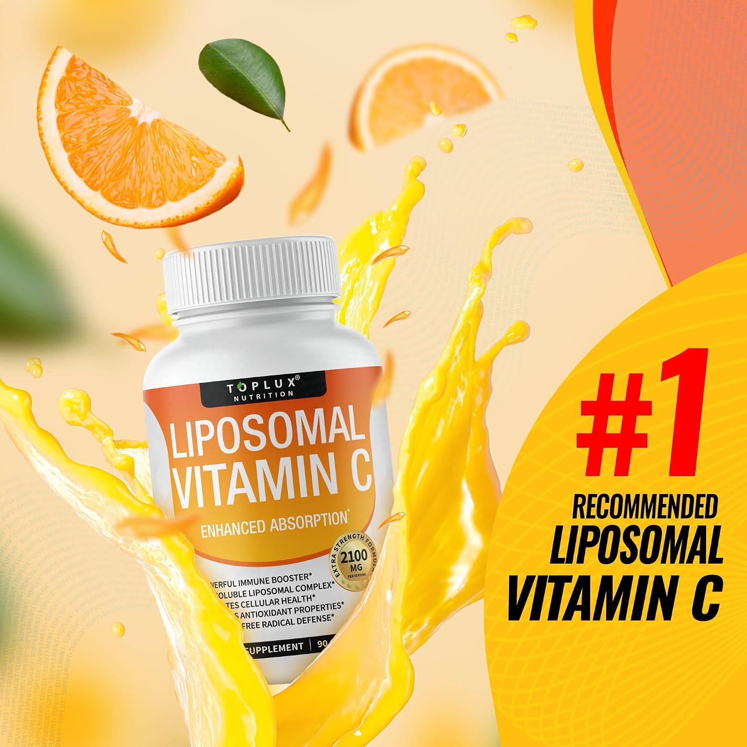 Vitamina C Liposomal 2100 mg - Alta Absorción - Fórmula Vegana - Toplux