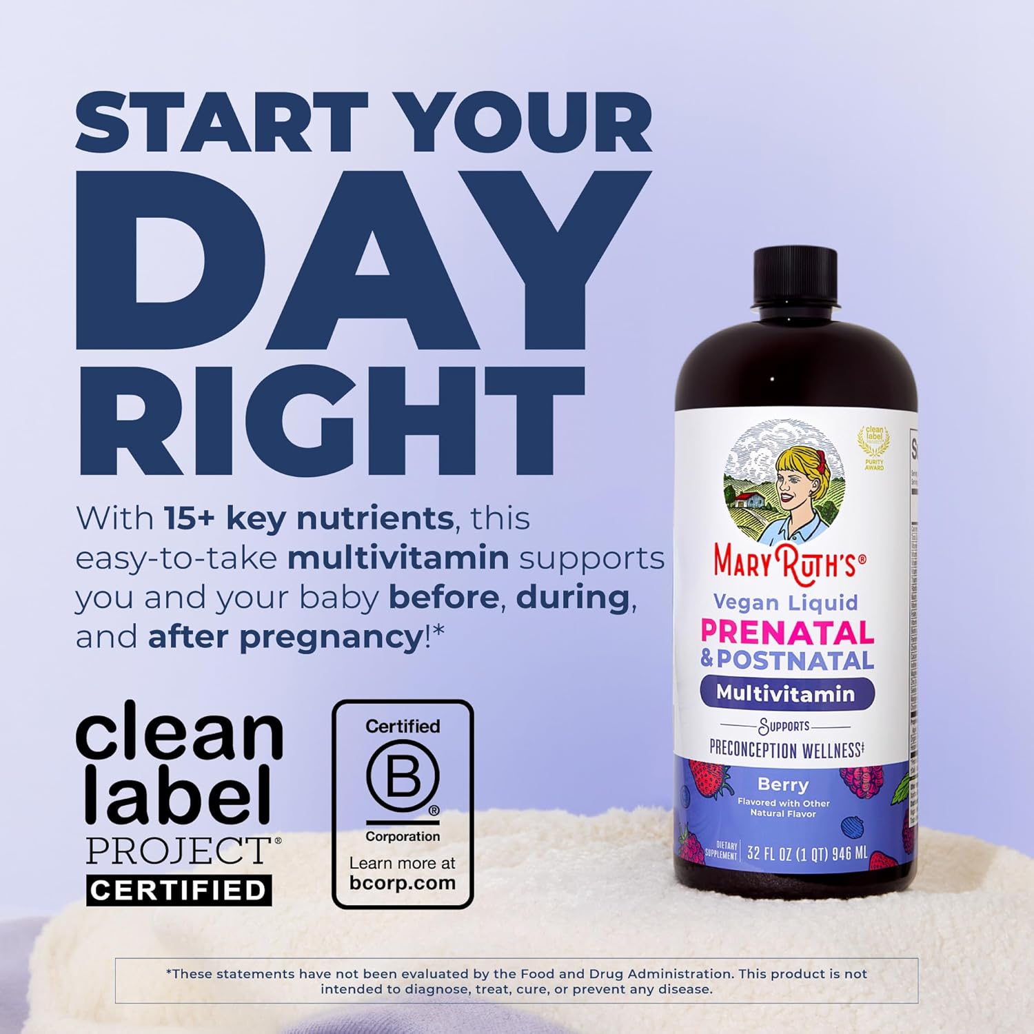 MaryRuth's Multivitamínico Líquido Prenatal y Postnatal para Mujeres - 946 ml