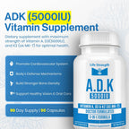 LifeStrength ADK 5 - Suplemento de Vitaminas A, D3 5000 UI y K2 MK-7, 90 Cápsulas