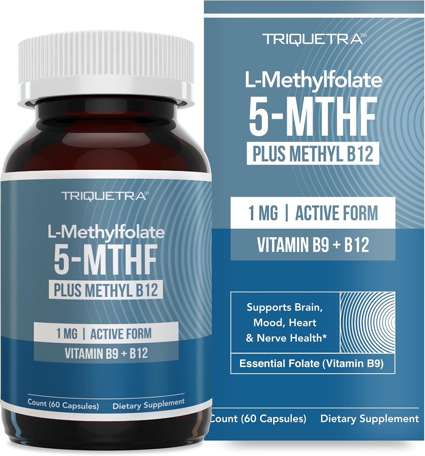 Organic Methyl Folate 1000 mcg + Methyl B12 Cofactor – Metilfolato Activo 5-MTHF, Sabor Baya Orgánica, Líquido Sublingual (1 oz)