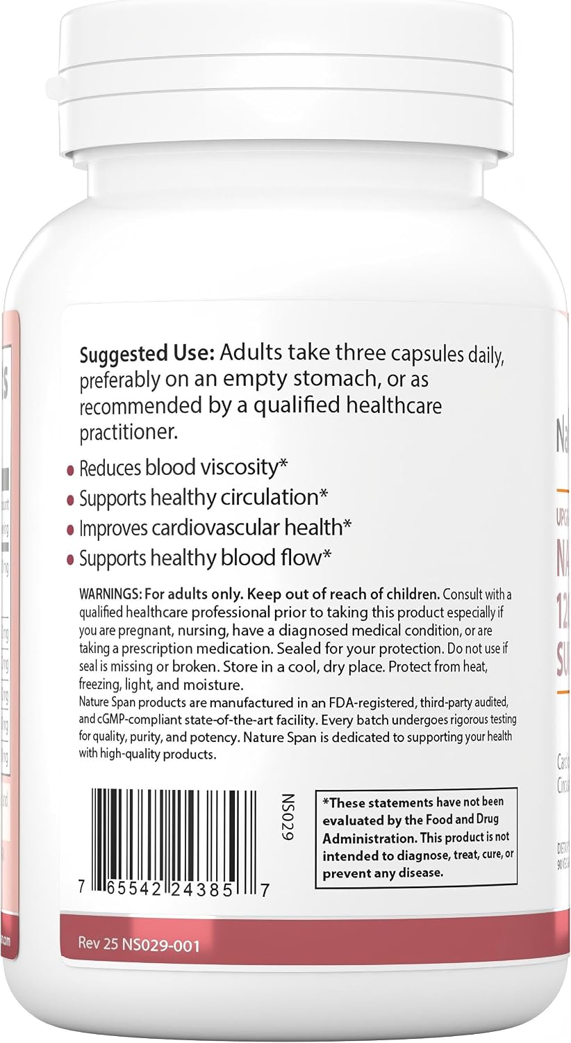 NATURESPAN Nattokinase 12.000 FU - 90 Cápsulas - Complemento Enzimático para Hombres y Mujeres
