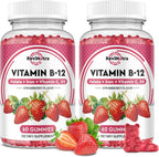 Vitamin B12 Gummies 5000 mcg Metilcobalamina con Hierro, Vitamina C, D3 y Ácido Fólico - 120 Gomitas (2 Pack)