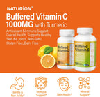 NATURION Vitamina C tamponada 1000 mg con Cúrcuma Orgánica - 180 cápsulas veganas