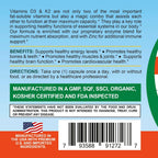 Life Infused Vitamina D3 + K2 con Zinc y Enzimas | 3000 UI D3, MK-7 K2 | 90 Cápsulas