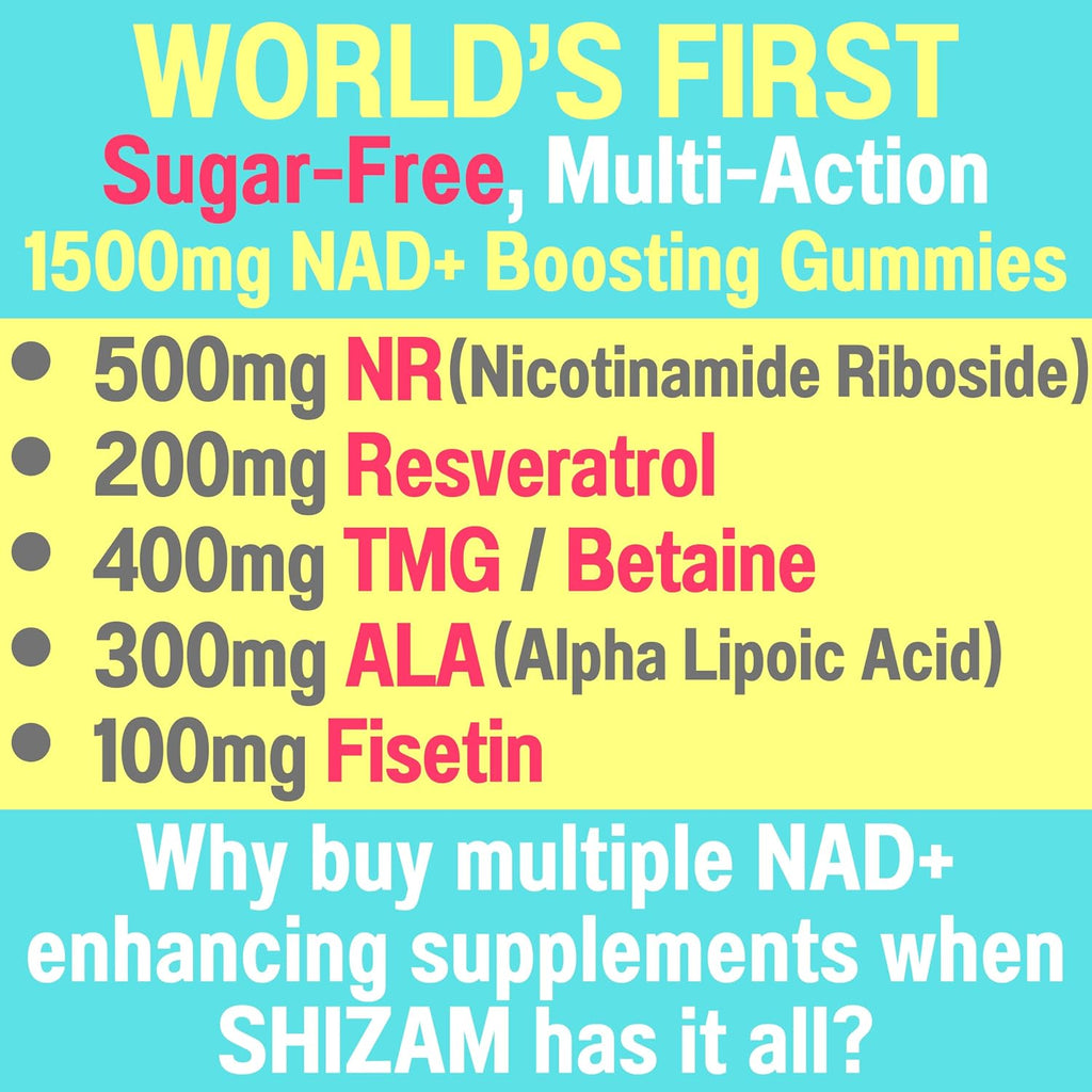 Gominolas NAD+ 1500mg Sin Azúcar - Complejo 5 en 1 (NR, Resveratrol, Fisetin, TMG, ALA)