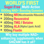 Gominolas NAD+ 1500mg Sin Azúcar - Complejo 5 en 1 (NR, Resveratrol, Fisetin, TMG, ALA)