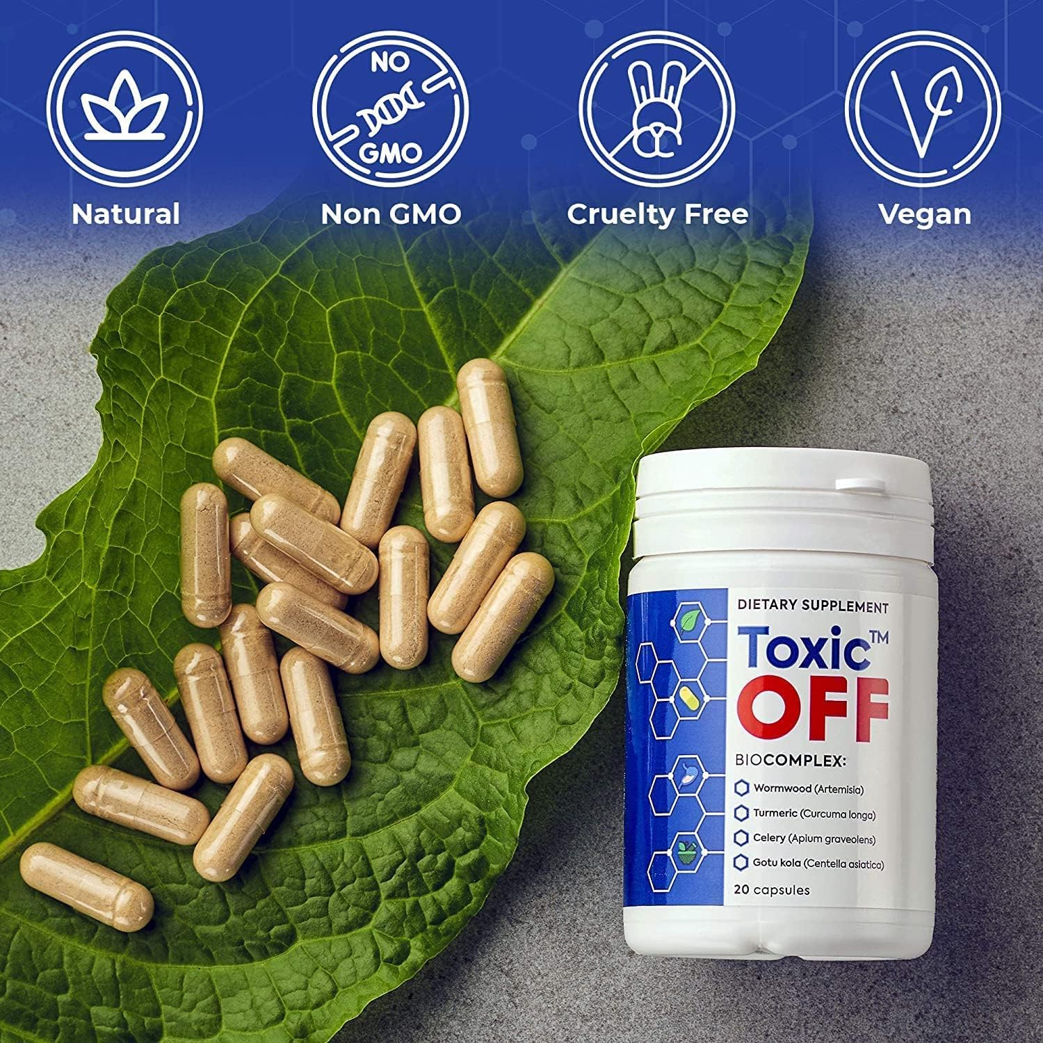 Toxic OFF - Suplemento Natural Energizante - 20 Cápsulas
