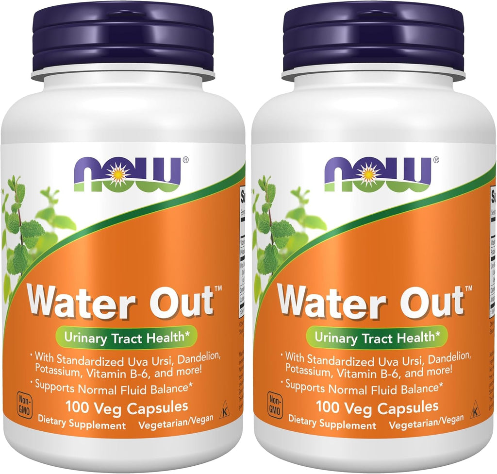 NOW Foods Water Out con Uva Ursi, Diente de León, Potasio y Vitamina B-6 - 100 Cápsulas Vegetales