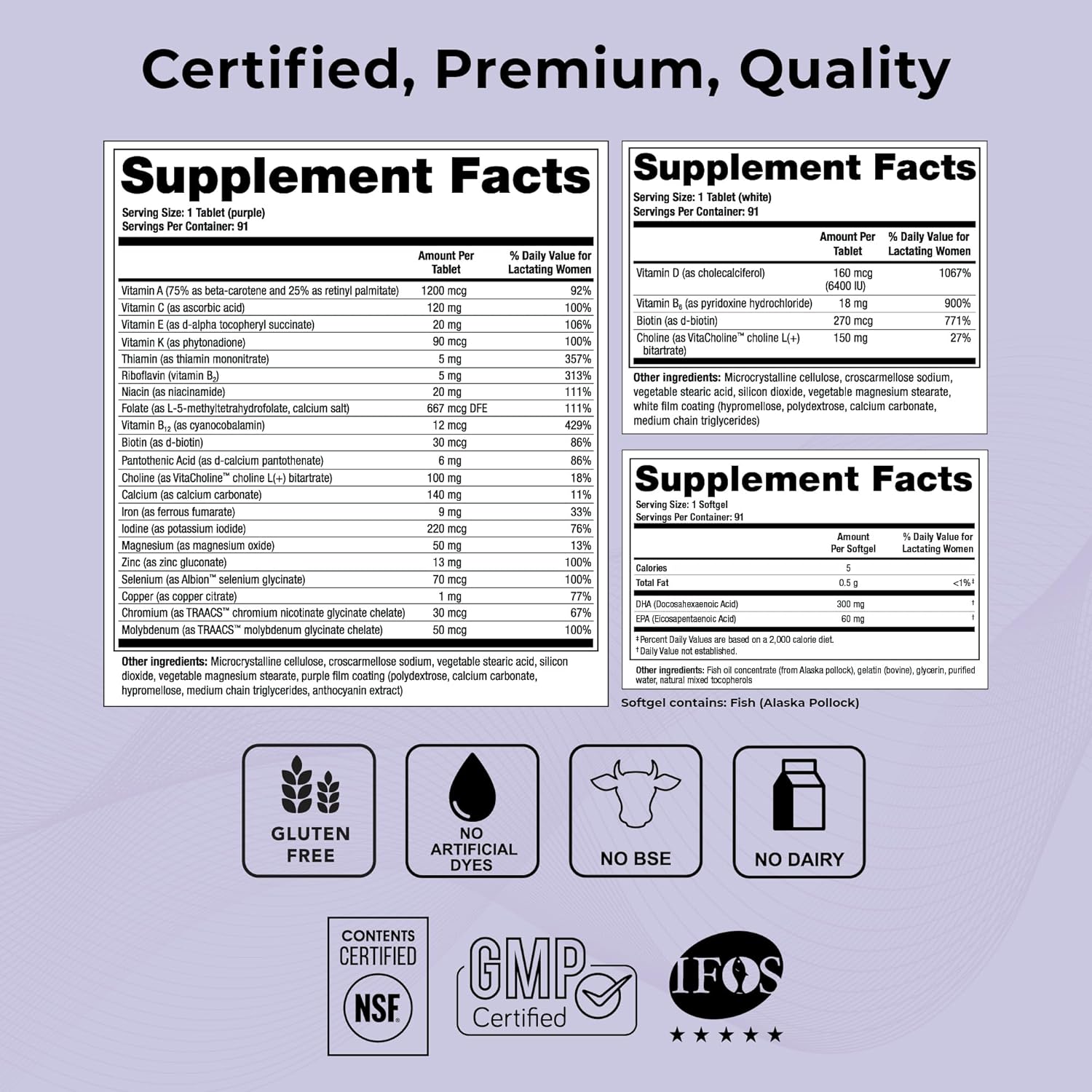 Theralogix TheraNatal Lactation Complete - Postnatal Supplement for Lactation - 13 Week Supply - 182 Tablets and 91 Softgels