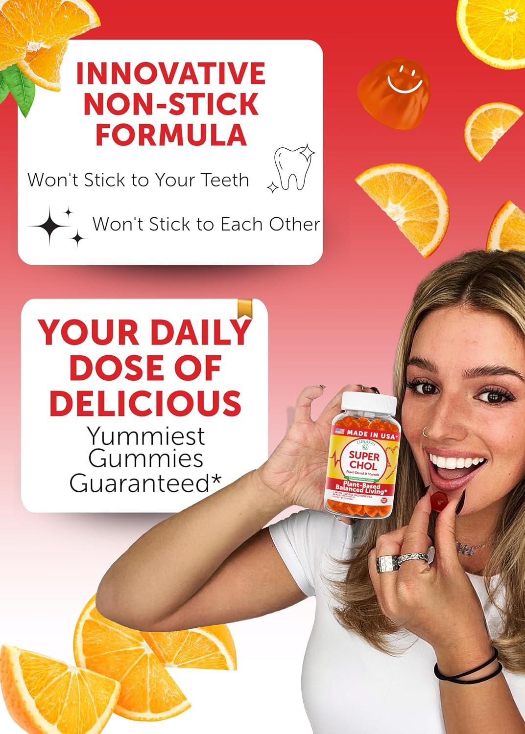 Lunakai Super Chol Gummies – 1200mg de Esteroles y Etanoles Vegetales para el Colesterol – Suplemento Diario de Fitoesteroles para Adultos, 60 Gomitas