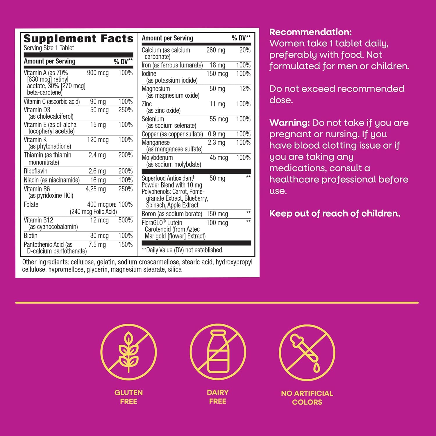 Nature's Way Alive! Multivitamínico Completo para Mujeres, 130 Comprimidos