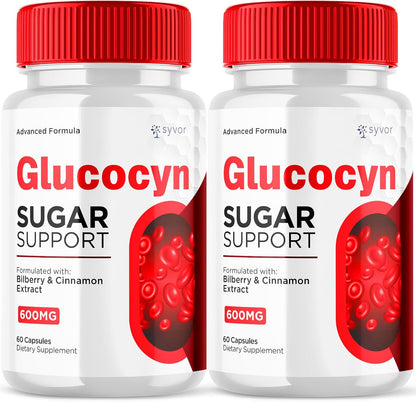 (2 Pack) Glucocyn Cápsulas, Suplemento de Glucógeno con Ingredientes Naturales - 120 Cápsulas
