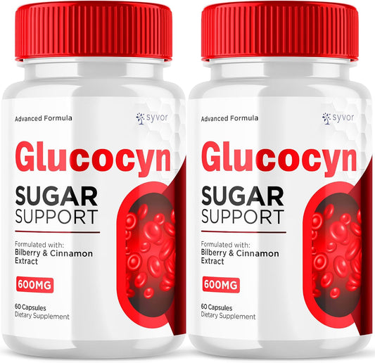 (2 Pack) Glucocyn Cápsulas, Suplemento de Glucógeno con Ingredientes Naturales - 120 Cápsulas