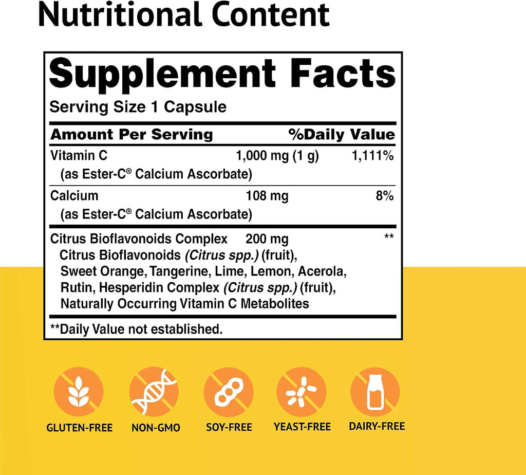 Ester-C American Health con Bioflavonoides Cítricos - 1000 mg, 90 Cápsulas