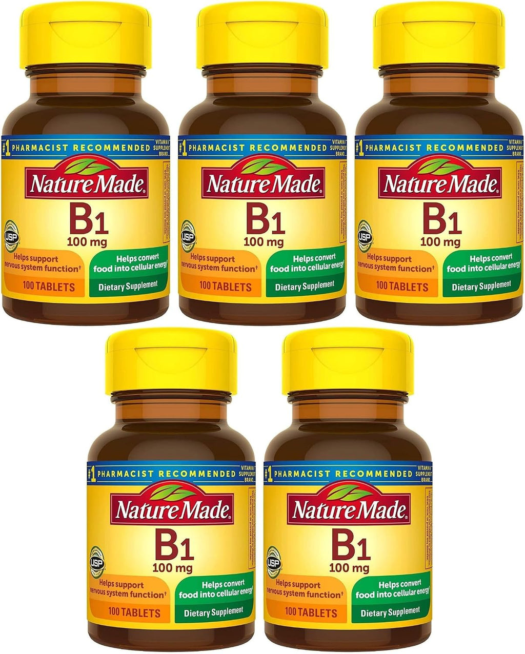 Nature Made Vitamina B-1 100 mg, 100 Comprimidos (Paquete de 3)