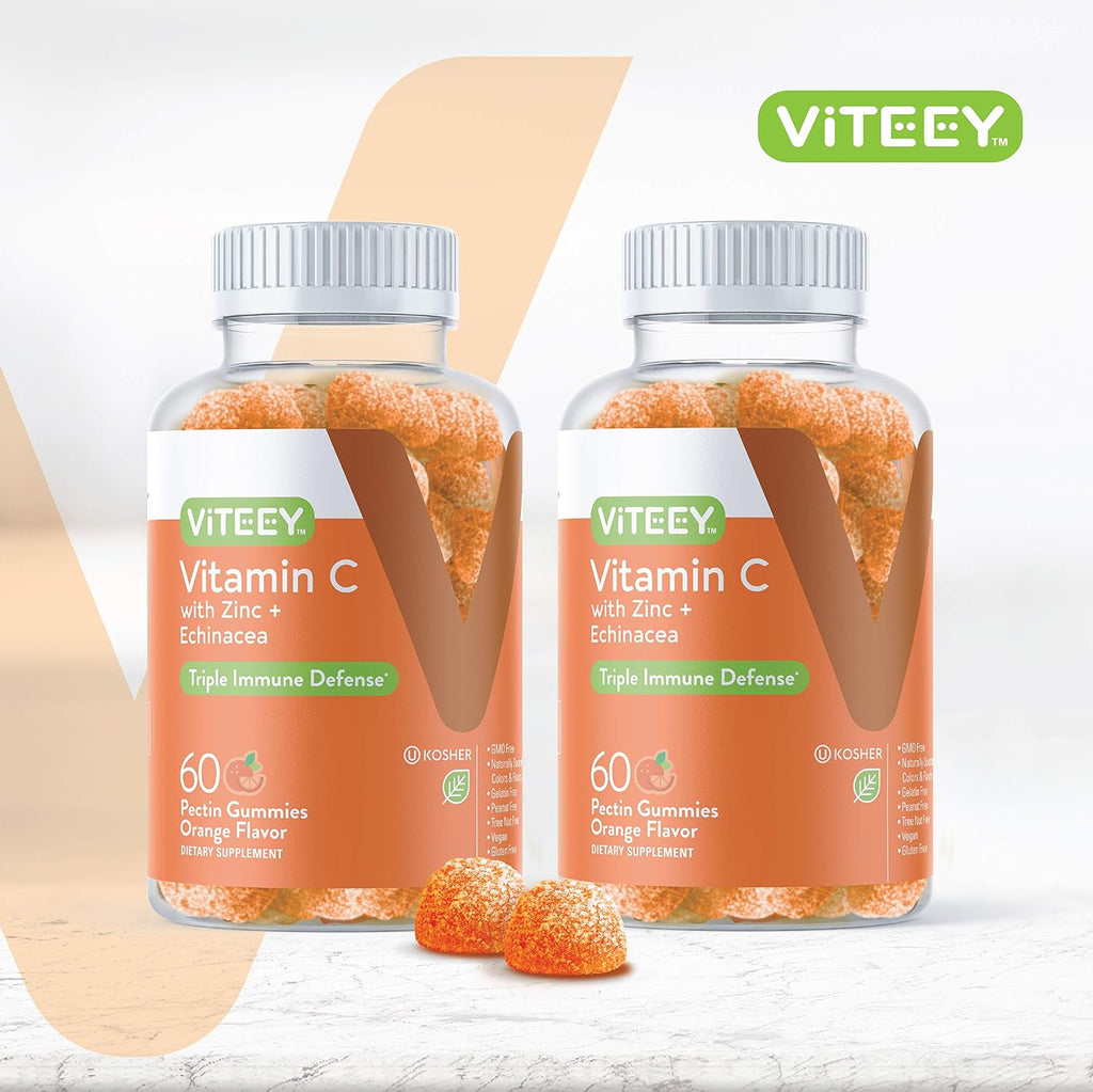 Viteey Gomitas de Vitamina C con Zinc y Equinácea para Adultos y Adolescentes - 120 unidades