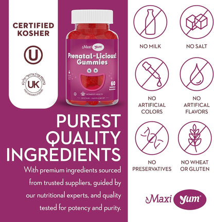 Maxi Health Gomitas Prenatales Orgánicas para Mujeres - Sabor Cereza, 60 Unidades – Image 6