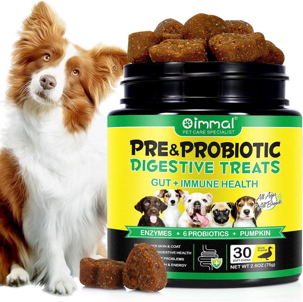Probióticos para Perros (Pato, 30 Masticables) con Enzimas Digestivas