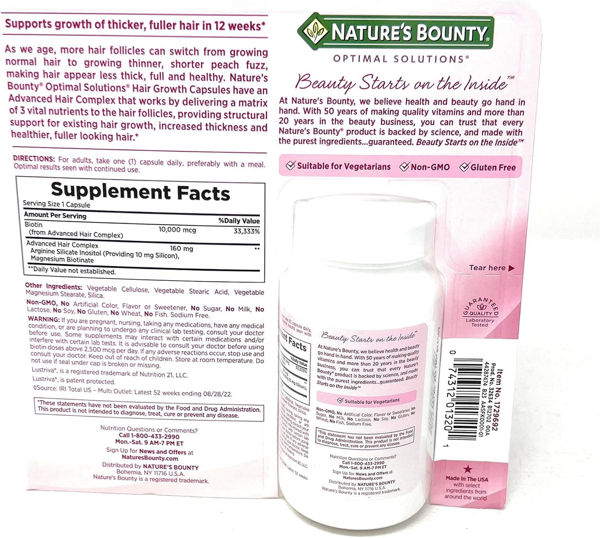 Nature's Bounty Suplemento para el Cabello – La biotina contribuye al mantenimiento del cabello en condiciones – Image 3