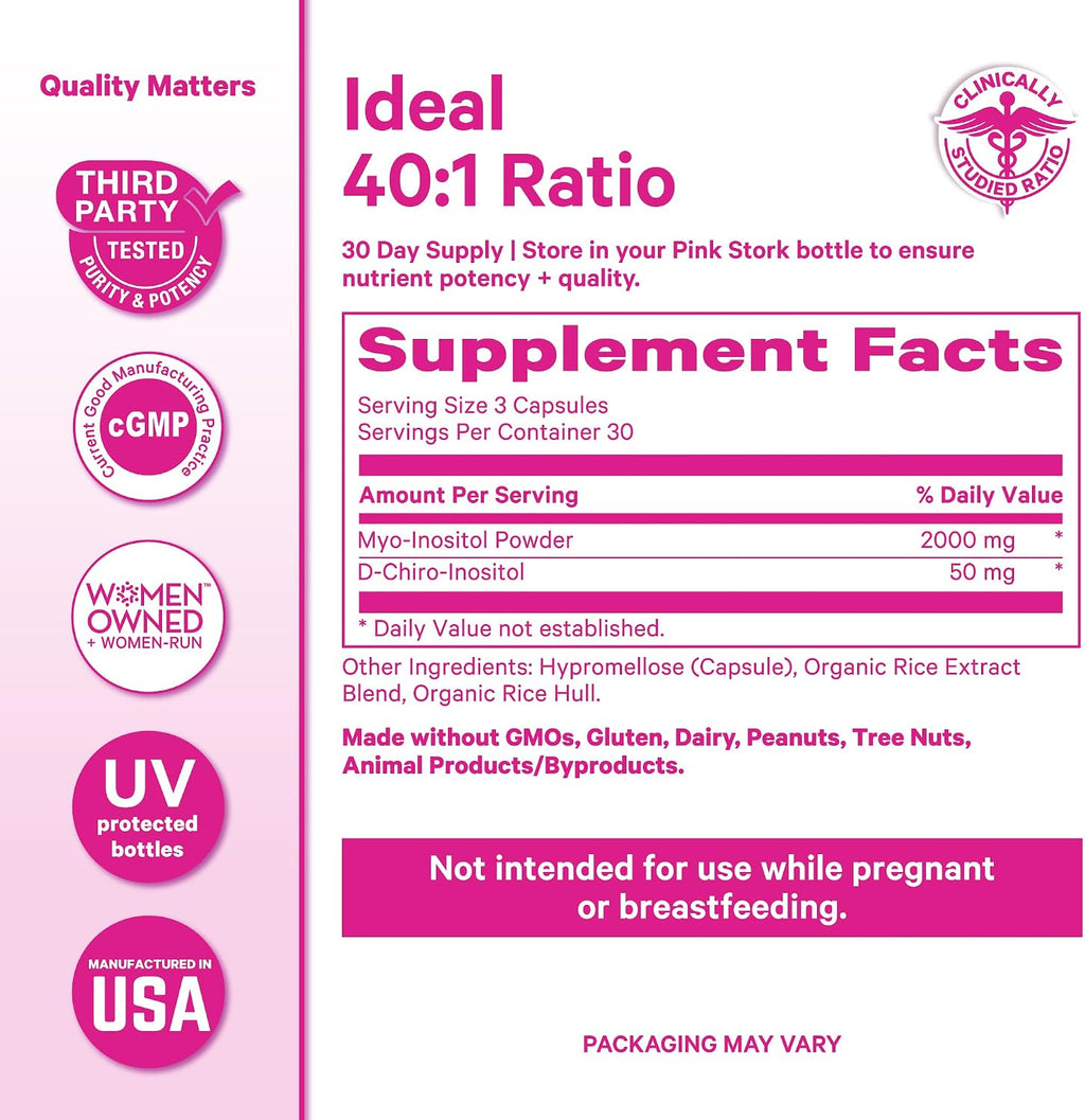 Inositol 40:1 Myo y D-Chiro para Mujeres - 30 Servicios - Pink Stork