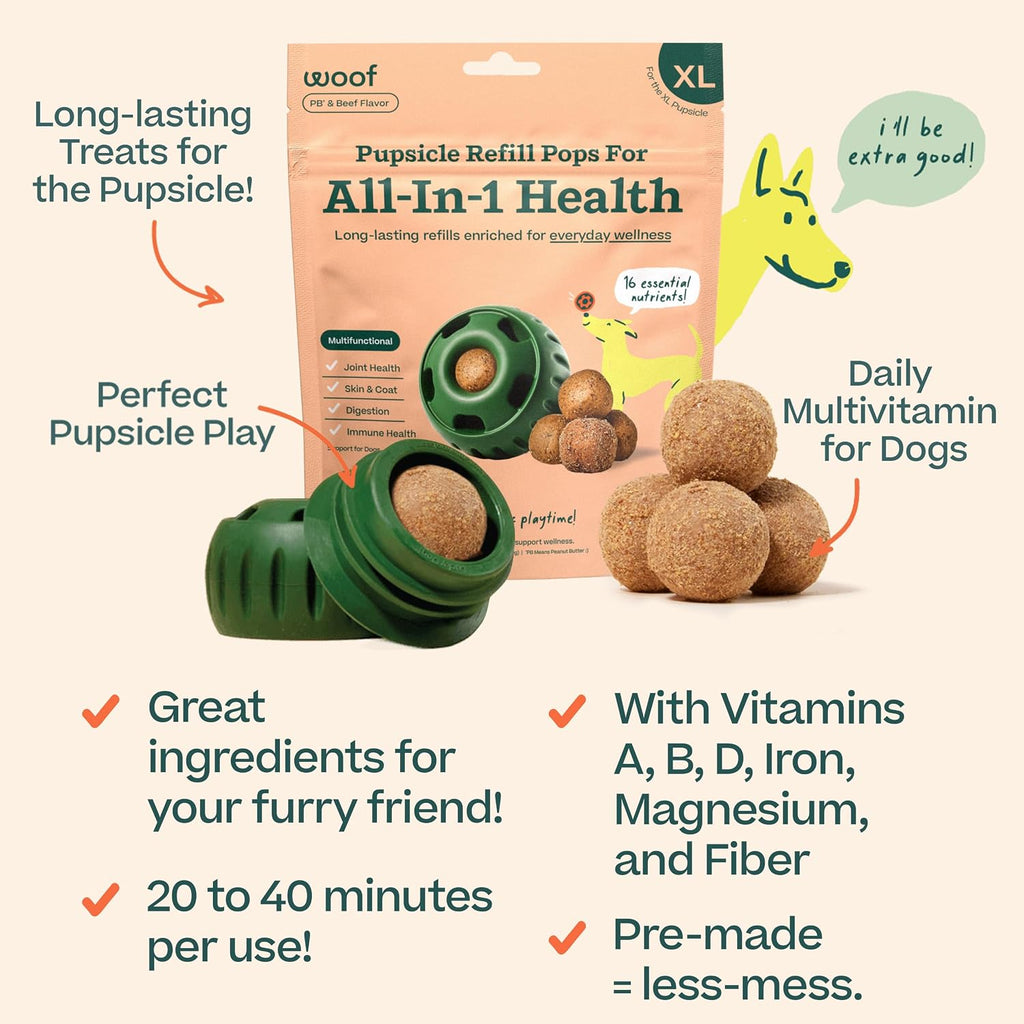 WOOF Pupsicle Refill Pops All-in-1 Health - Recambios Multivitamínicos para Perros - XL - 5 Unidades