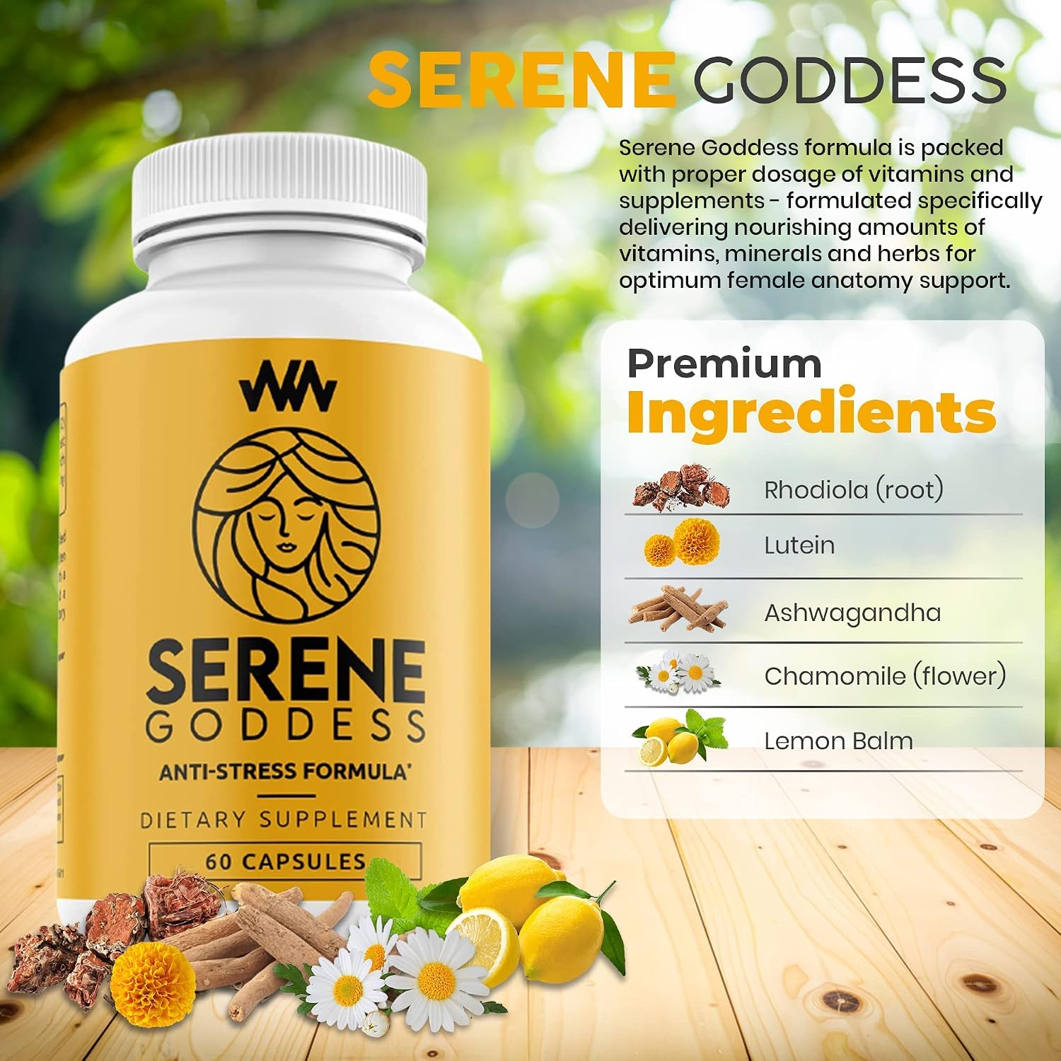 Warped Wellness Serene Goddess - Suplemento para Mujeres con Magnolia Bark