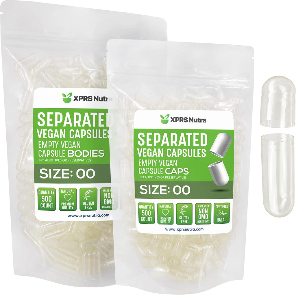XPRS Nutra Cápsulas Vacías Veganas Tamaño 00 Separadas - 1000 Unidades