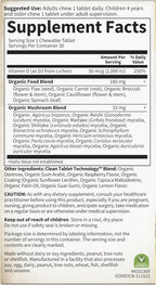 Garden of Life Organics Vitamina D3 Vegana con Hongos Orgánicos - 30 Tabletas Masticables Sabor Limón Frambuesa