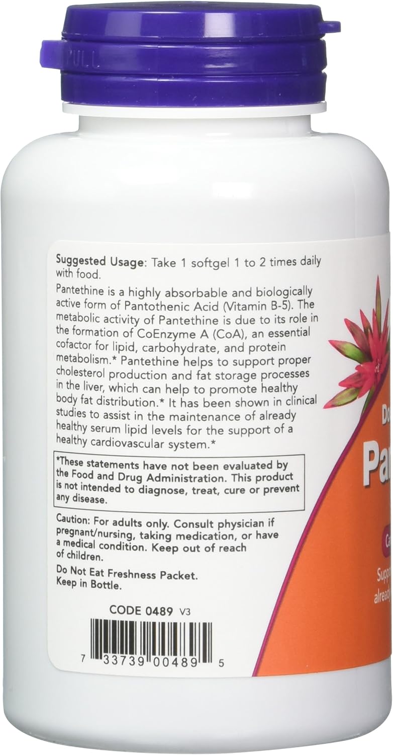 NOW Foods Pantetina, 600 mg 60 Cápsulas Blandas (Paquete de 2)