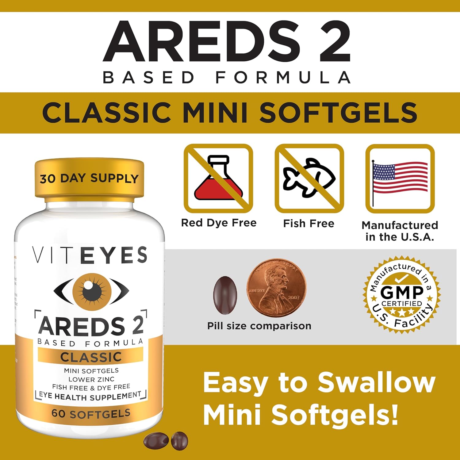 Viteyes AREDS 2 Classic Fórmula Macular en Cápsulas Blandas - 60 Softgels