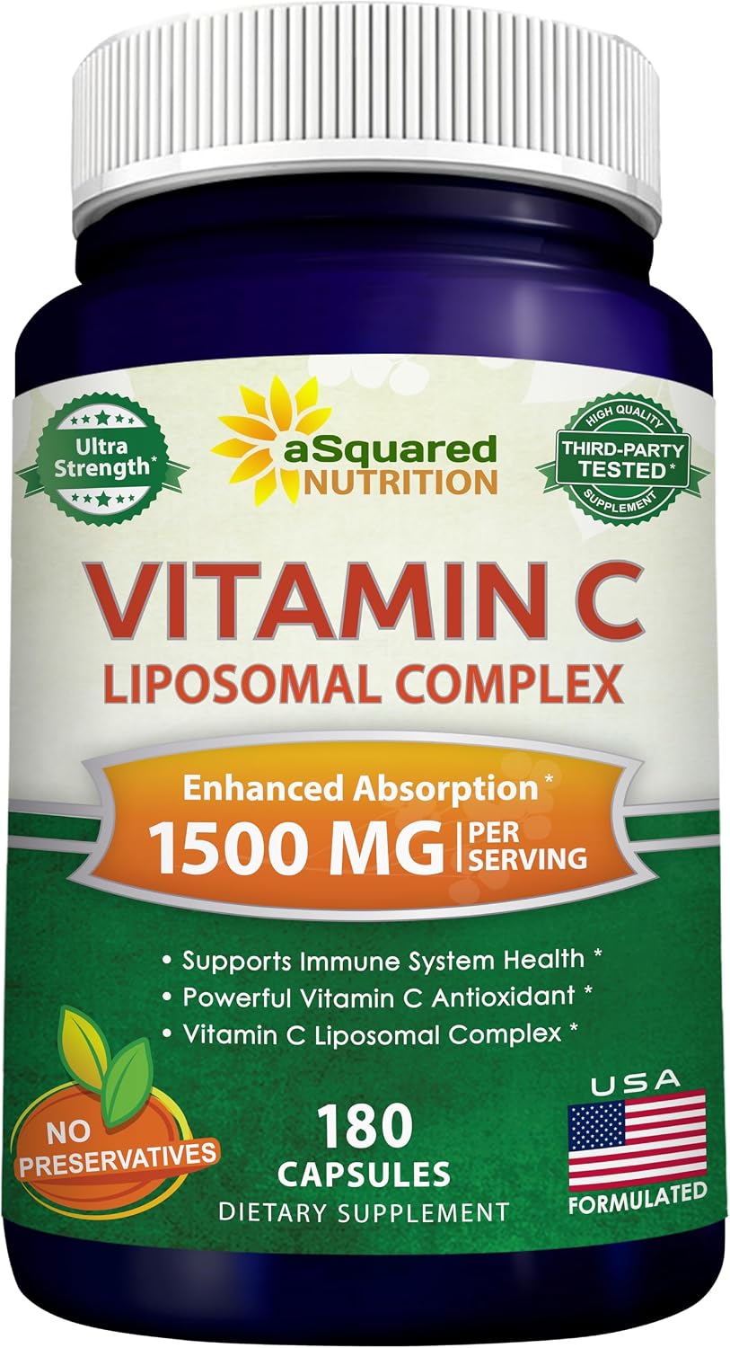 aSquared Nutrition Complejo Liposomal de Vitamina C - 1500mg - 180 Cápsulas - Alta Absorción - 90 Dosis