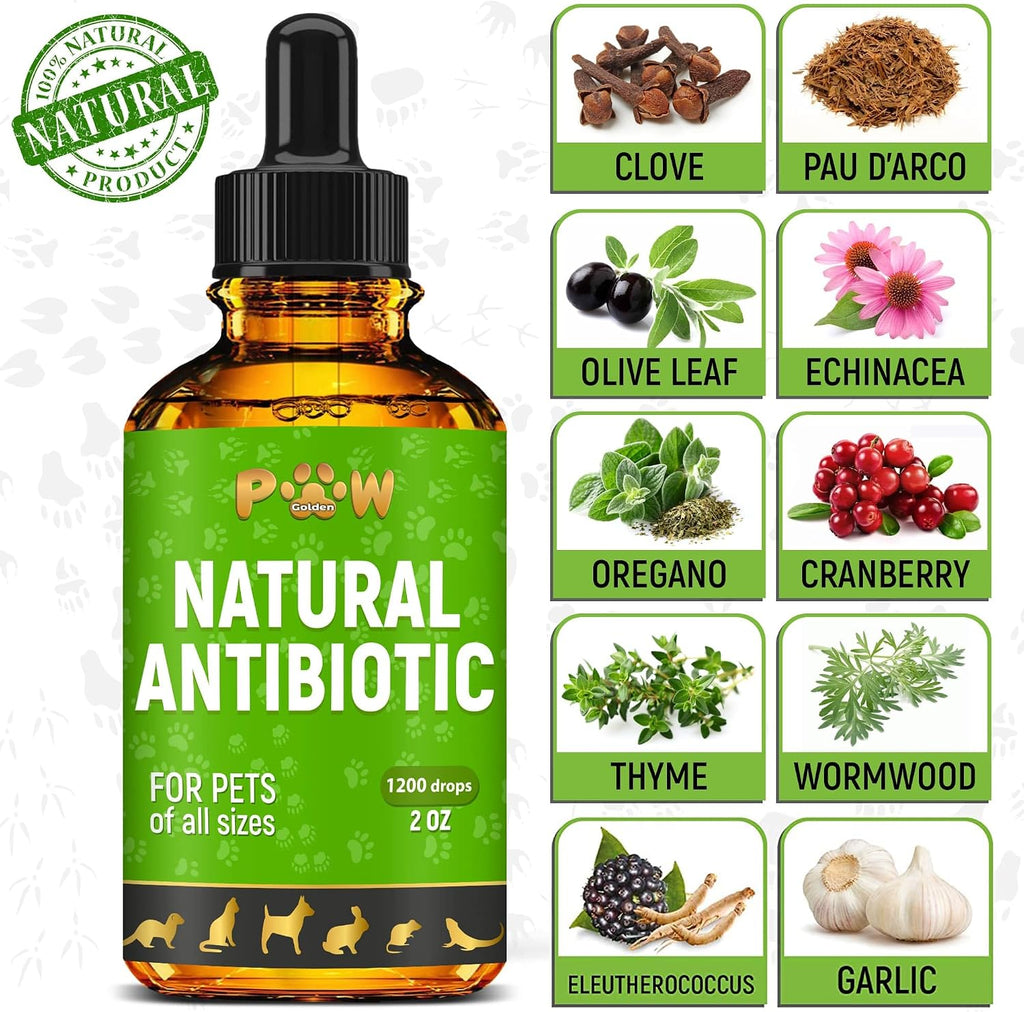 Golden Paw Antibióticos Naturales para Perros y Gatos – Gotas Orales – 2 oz (59 ml)
