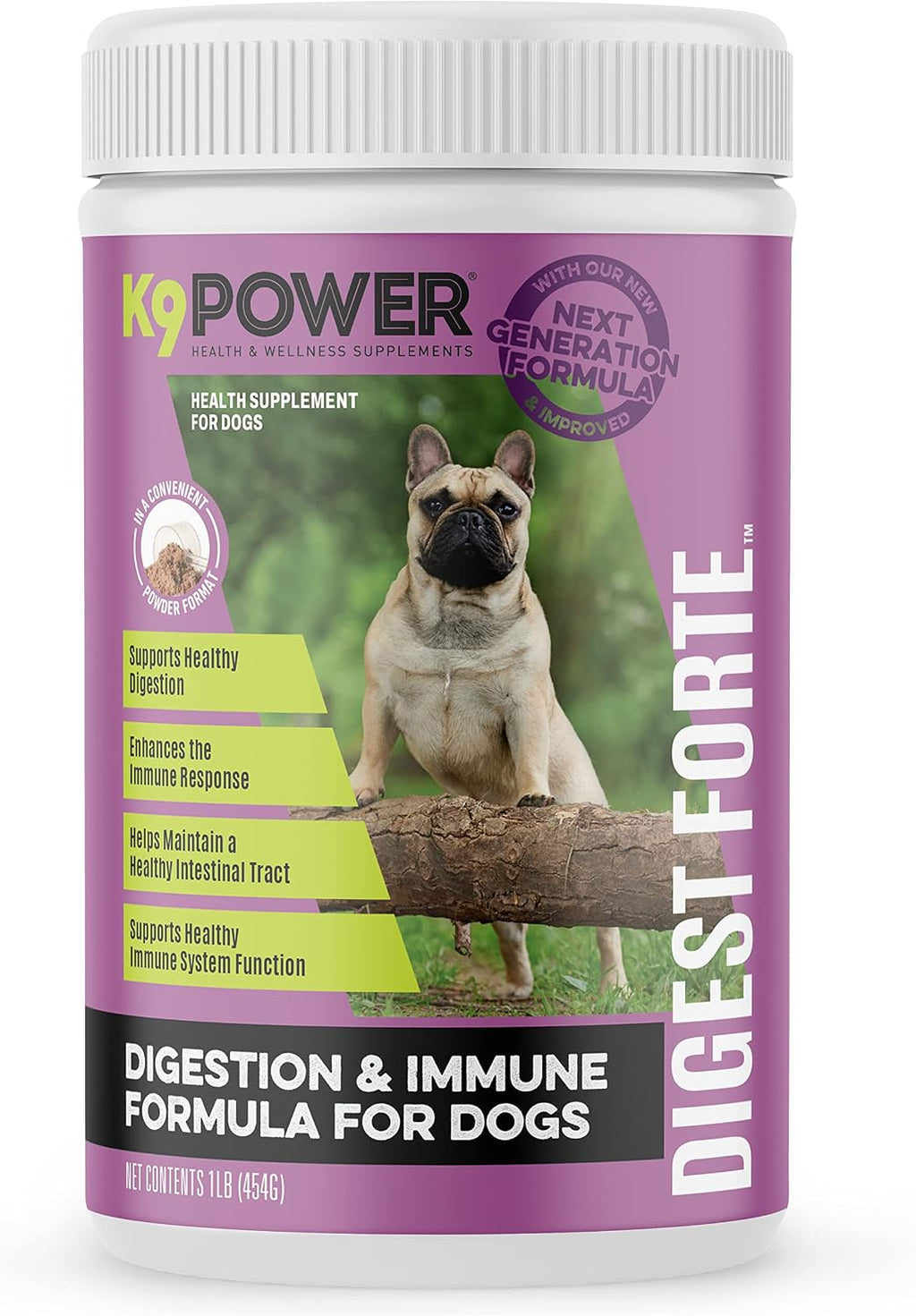 K9 Power Digest Forte – Apoyo Digestivo e Inmunológico Avanzado para Perros – Mezcla de Probióticos, Prebióticos, Postbióticos con Aceite de Salmón, Jengibre, Algas, Granada, L-Glutamina – Alivio de Gases, Heces y Malestar Intestinal