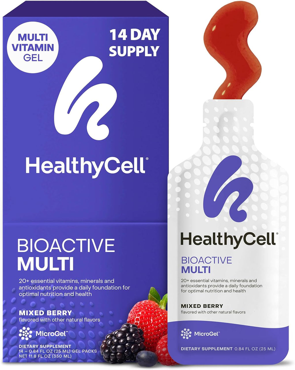 Healthycell Bioactive Daily Liquid Multivitamin – 20+ Vitaminas, Minerales y Antioxidantes – 14 Gel Packs