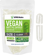 XPRS Nutra Cápsulas Vacías Tamaño 1 - 100 Unidades - Cápsulas Vegetarianas y Veganas - para Rellenar Suplementos Caseros