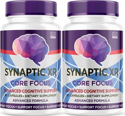 (2 Pack) Synaptic XR Cápsulas, SynapticXR, Synaptic XR Core Focus, Synaptic XR Brain Caps, Synaptic XR Advanced Formula 120 Cápsulas para 2 Meses