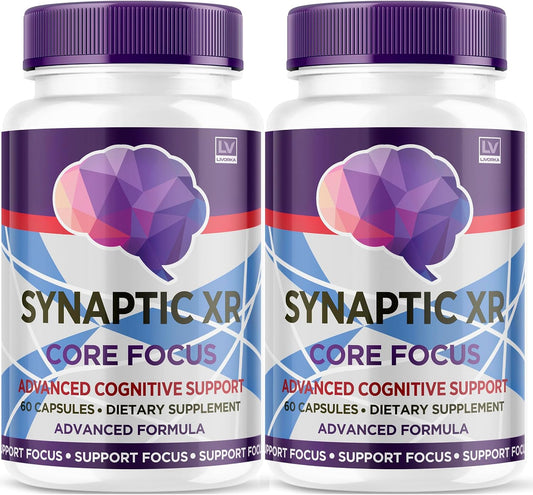 (2 Pack) Synaptic XR Cápsulas, SynapticXR, Synaptic XR Core Focus, Synaptic XR Brain Caps, Synaptic XR Advanced Formula 120 Cápsulas para 2 Meses