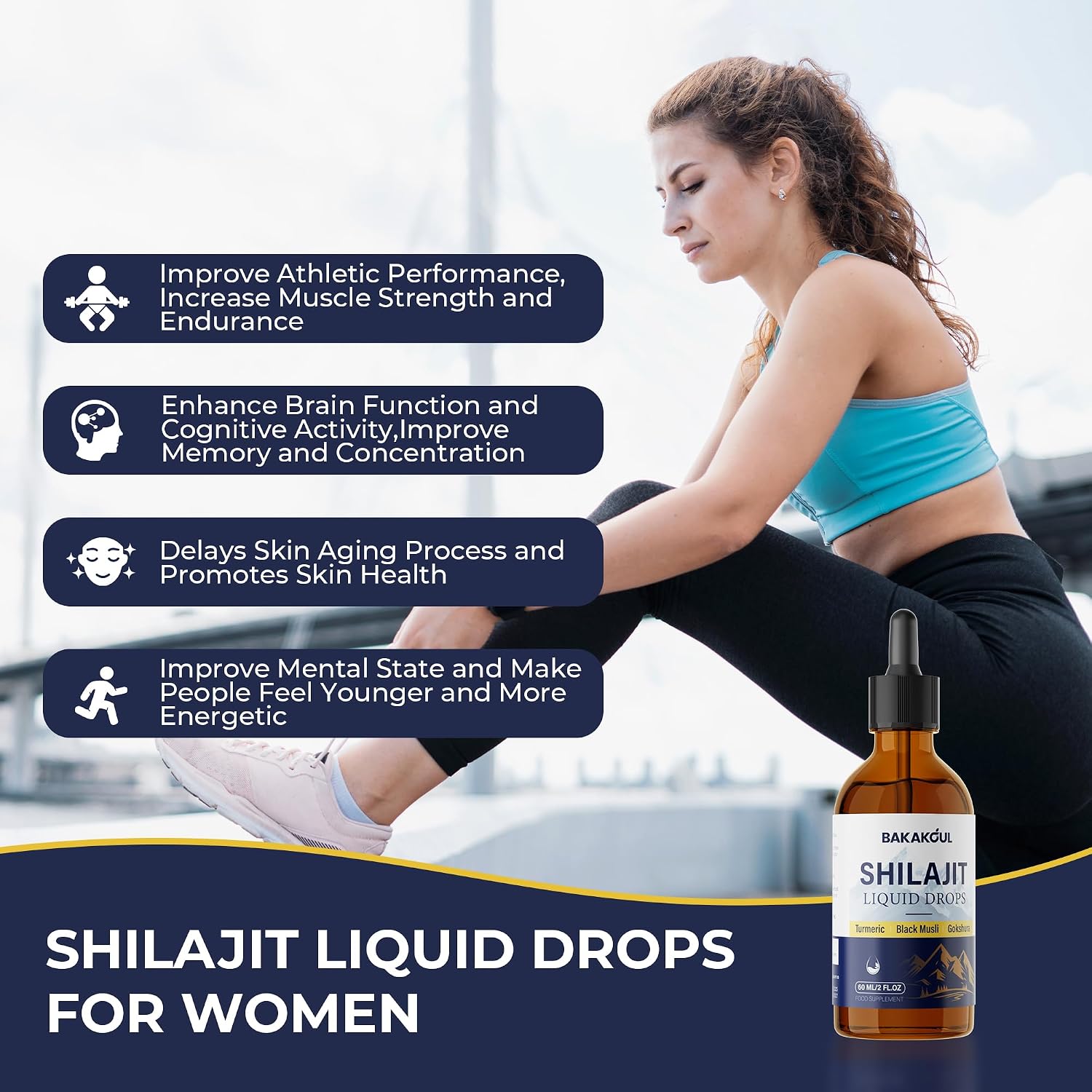 Shilajit Liquid Drops con Ashwagandha, Cúrcuma y Black Musli - Paquete de 2