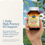 Garden of Life Vitamina D3 5000 UI, Suplemento de Alimentos Integrales con Chlorella, Frutas, Verduras y Probióticos, para Huesos e Inmunidad, 60 Cápsulas Vegetarianas