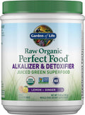 Garden of Life Raw Organic Perfect Food Alkalizer y Detoxifier, Sabor Limón Jengibre, Polvo Superfood, 30 Porciones